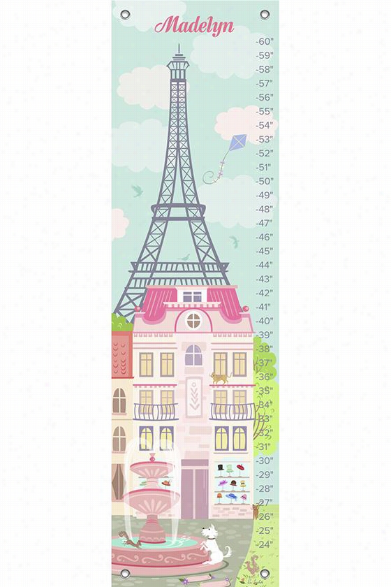 Personalized Springtime Inn Paris Growth Chart - 42""hx12quot;"w, Pim Pimlaada