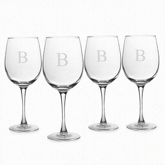 Personalized Wine Glasses - Set Of 4 - White, B