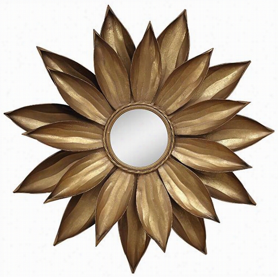 Petal Wall Mirror  - 35.25""hx3.25"", Goldd