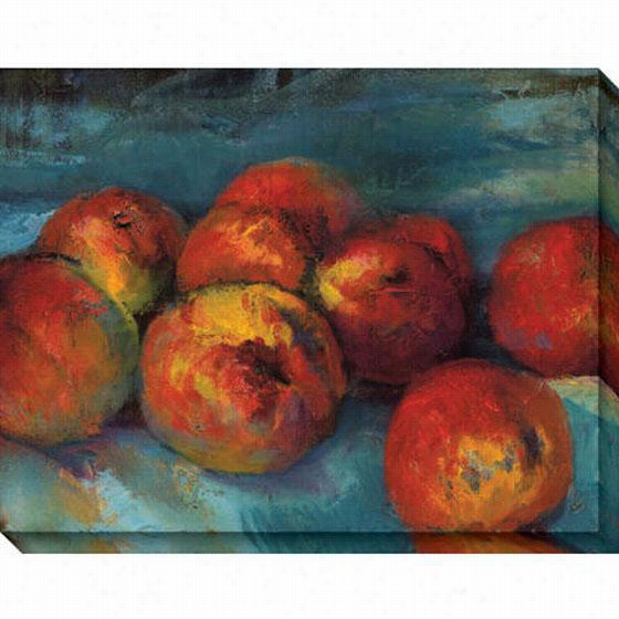 Rainy Day Peaches Canvas Wall Art - 46""hx36""w, Orange/blue