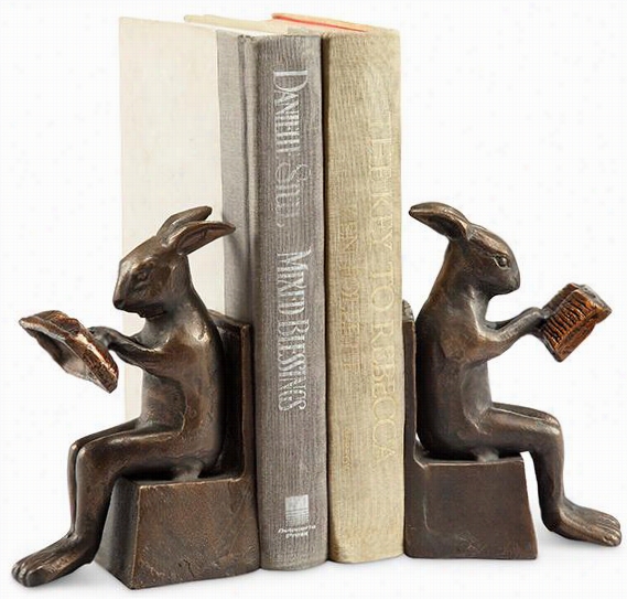 Diligent Rabbit Bookends - Se Tof 2 - 6""hx4"&qyot;wx2""d, Bla Ck