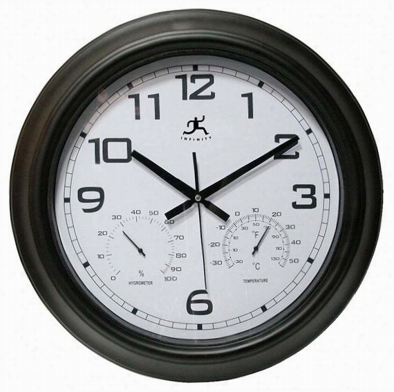 The Seer Clock/thermometer - 18" """hx18"""q&uot;w, Black Case/whdial Wall Clocks