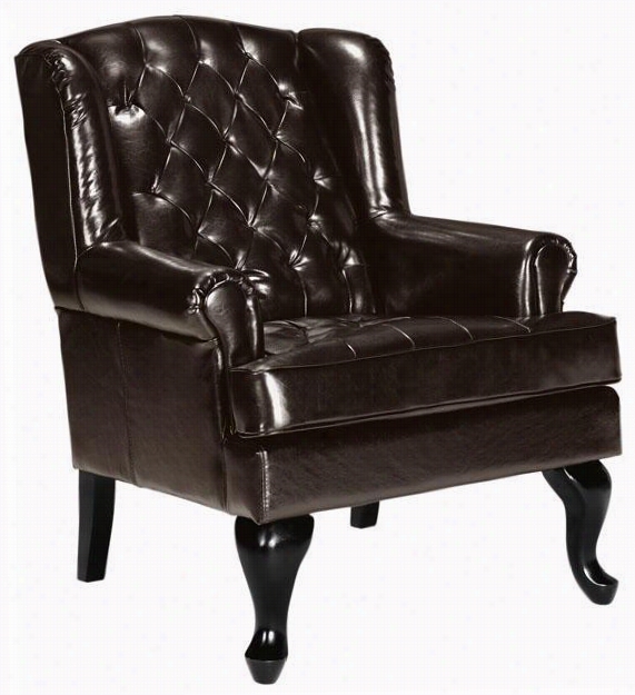 Tufted Wing Chair  - 45""h, Brown