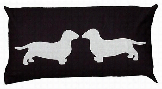 Two Dachshunds Pillow - 11""hx21""wx3""d, Black
