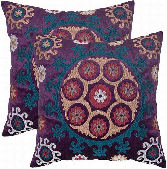 Vanessa Pillow - Set Of 2  - 18"&q Uot;hx18""wx4"&quo;td, Jewel Tone Blue