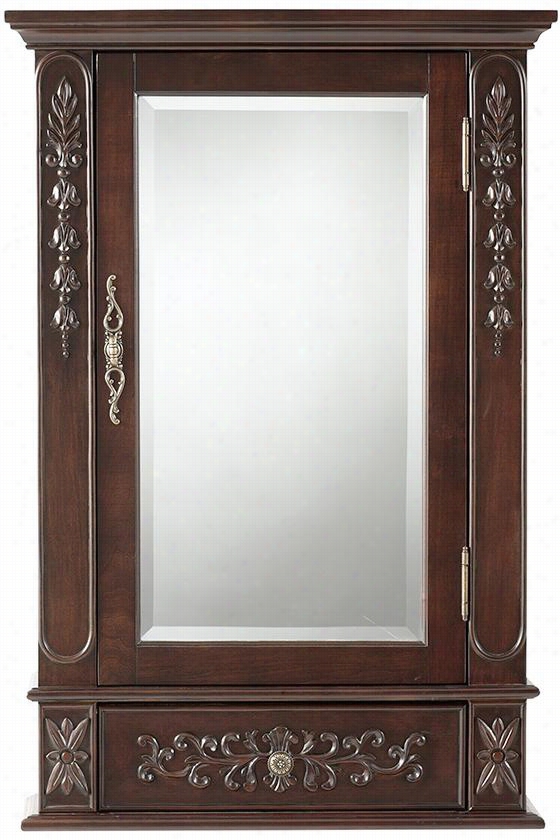 Winslow Lagre Mirrored Wall Cabinet - 36"&qout;hx24""wx7.5""d, Red