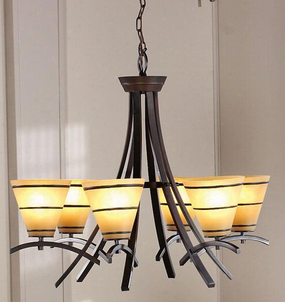 Wright 6-light Chandelier - 24""hx27.5""d, Copper Bronze