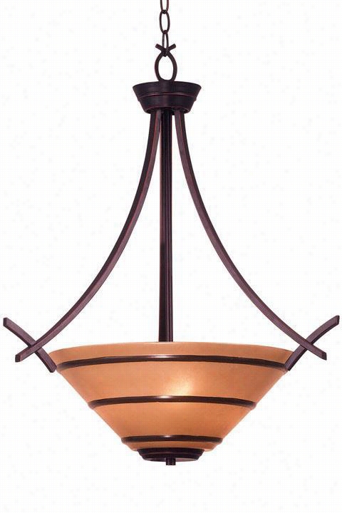 Wright Three-light Pendant  Amber Scavo, Bronze