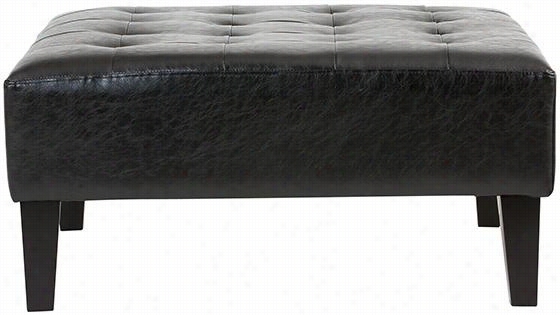 Zane Tufted Ottoman - 17&auot;"hx36""xw36""d, Black