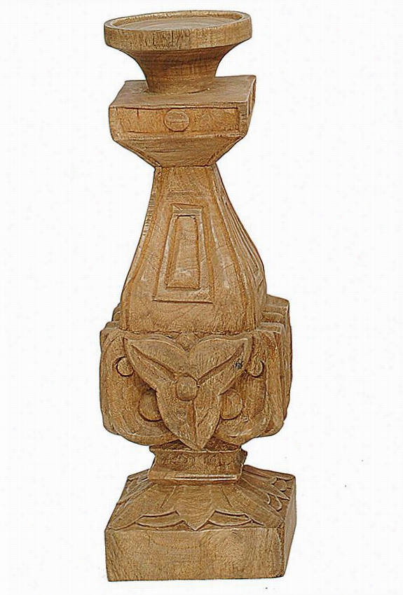 Zylphia Wood Pillar Candle Holder - Large, Ivory