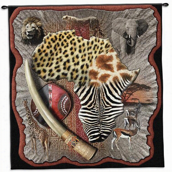 Africa Tapestry  51""hx53""w, Multi