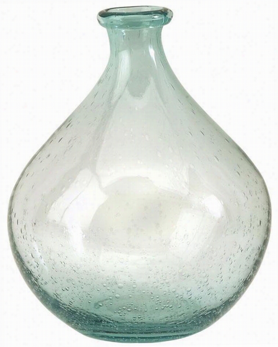 Amadour Bubble Glass Bottle - 10.25""hx8""d, Blue