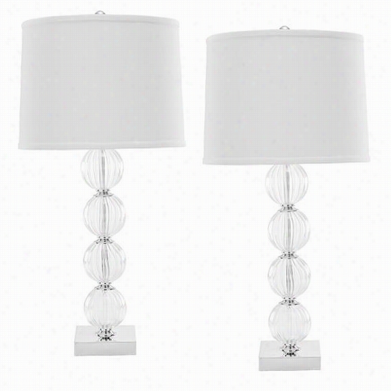 Amanda Crystal Glass Lamp - Set Of 2 - 30""hx5.5""wx5.5""d, Clear
