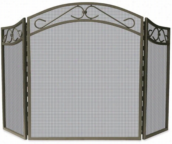 Arch Top Fireplace Screen - 33""hx52""wx2""d, Bronze