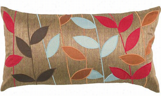 Bold Leaves Pillow - 11""h X 21"" W, Brow