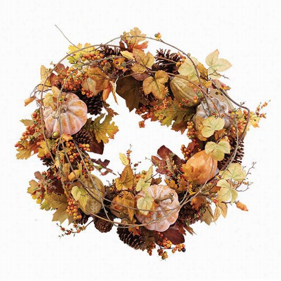 Bountiful Harvest Wreath  - 28""diameter, Orange