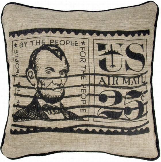 Burlap Lincoln Pillow - 18quot;" Swiare, Ivory