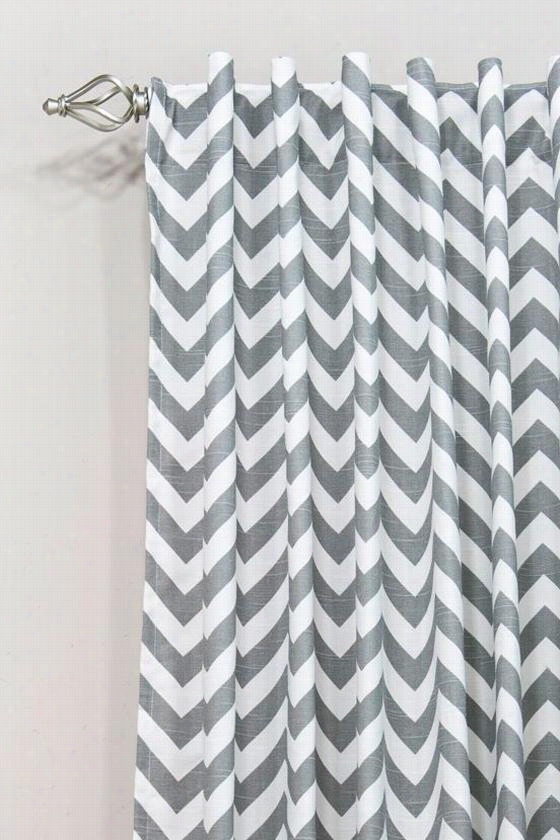 Cu Stom Back Tab Curtain Panel - 108""hx54""w, Zig Zag Ash