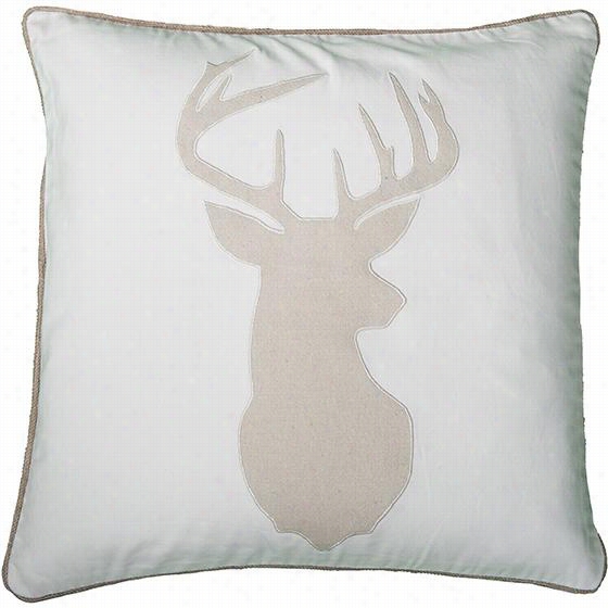 Deer Applique Pillow - 20"&q Uot;squarex4"&quo;td, Ivory
