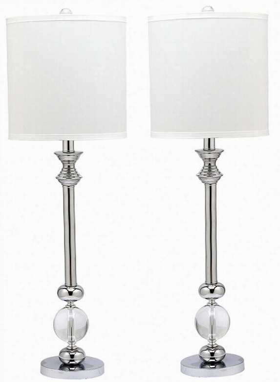 Erica Crystal Accent Lamps -  Set Of 2 - Set Of 2, Clear/chrome