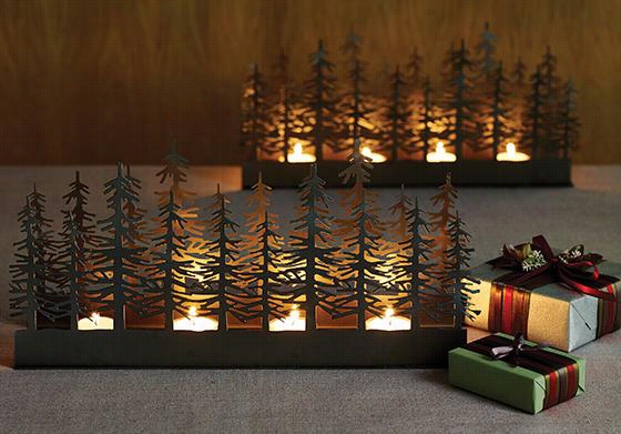 Forest Tealight Channel - 6.5 ""hx14""wx3.5""d, Black