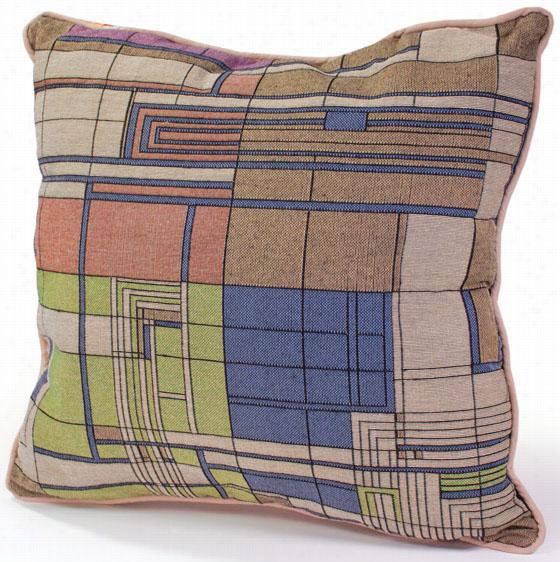 Frank Lloyd W Right Taliesin Hillside  Decorative Pillow - 5hx 18wx4d, Mutli