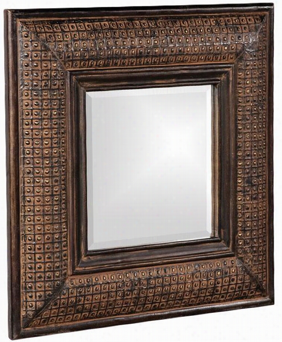 Grant Square Mirror - 23&qout;&quto;squarex2""d, Antique Brown W/cppr