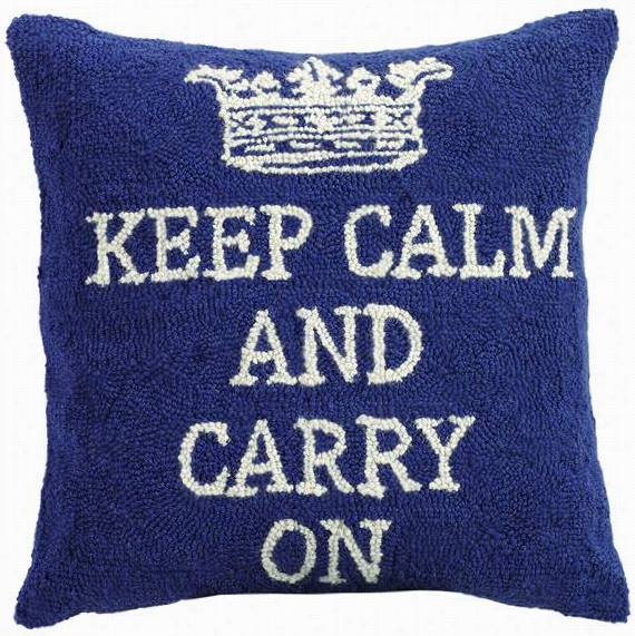 Keep Calm Pillow - 18x18"" Square, Blue