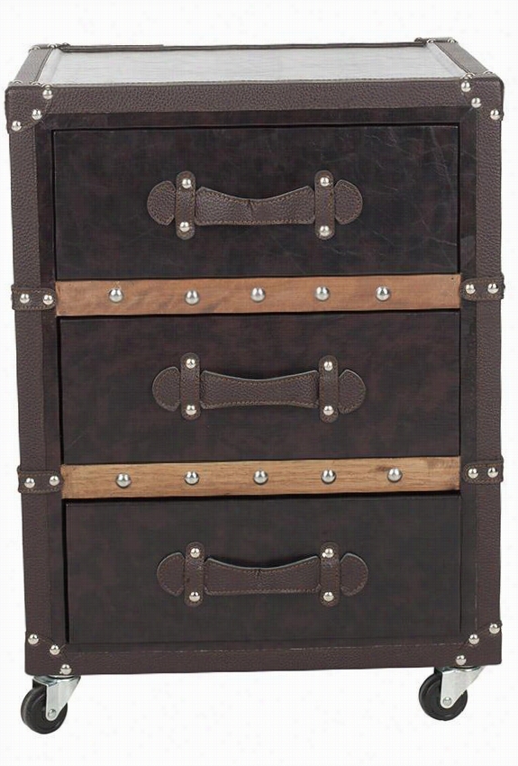Langley Black 3-drawer Rolling Chest - 26""hx19""wx16""d, Black, Brown, S