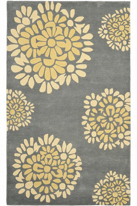 Martha Stewart Living Petal  Mosaic Arez Rug - 4' Roud, Cement