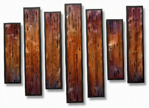 Multi Plickty Wall Sculpture - Seet Of  7- S/7 46hx36wx2d, Copper