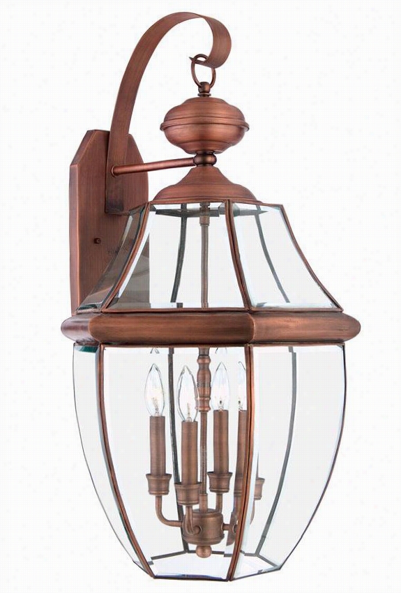 Newbury 4-ligh Tall-weather Outdoor Patio Wall Lantern - Xlarge/4-light, Copper Copper