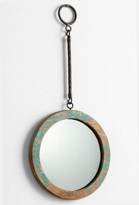 Paolo Mirror - 19.75&""hx9""wx.5quot;"d, Natural With Teal