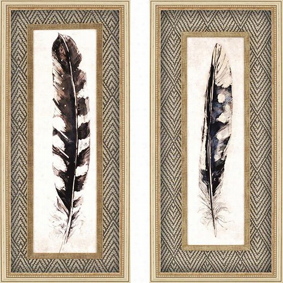 Plume And Quill Framed Wall Art - Set Of 2 - Set Of 2, Symposium Design