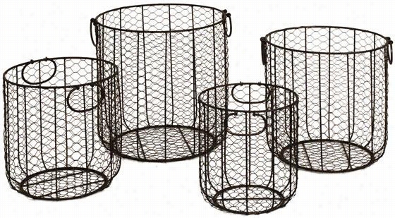 Round Wire Baskets - Regular Of 4 - Set Of Four, Black