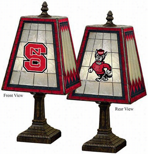 Sports Team Art Glass Accent Lamp - 14.5""hs7.5""sqr, North Carolina State