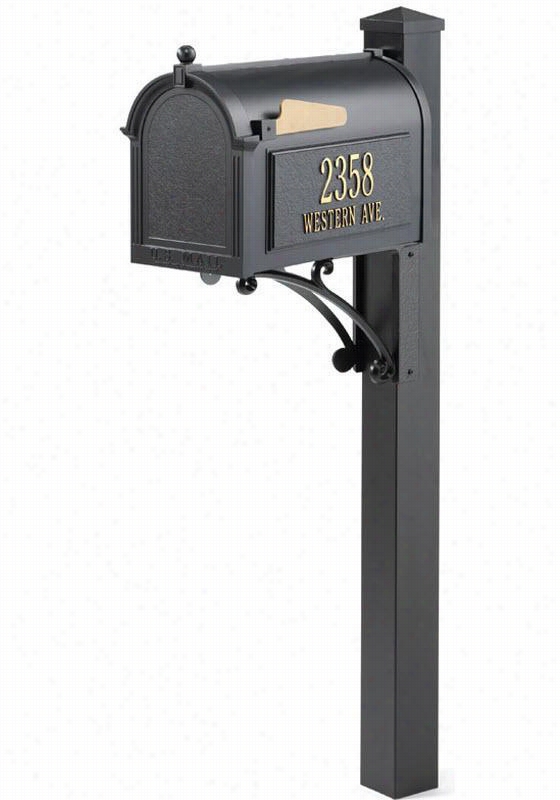 Super Ior Personalized Mailbox Package  -  56"&qhot;x10""wx24""d, Black
