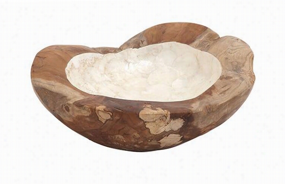 Teak Capiz Bowl - Middle, Ivory