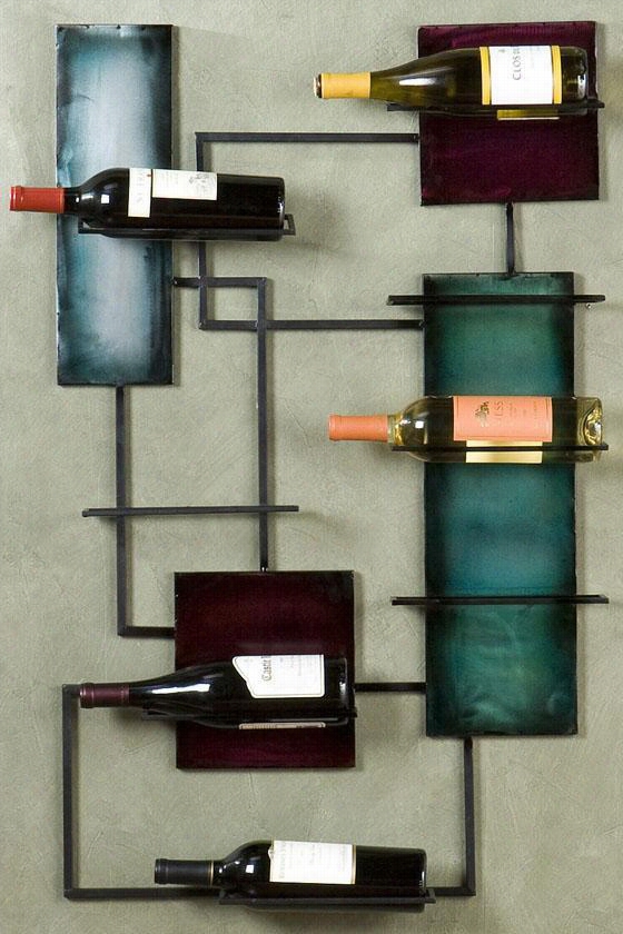 Wine Storage Wall Sculpgure - 24""wx3 8.5""h, Bronze