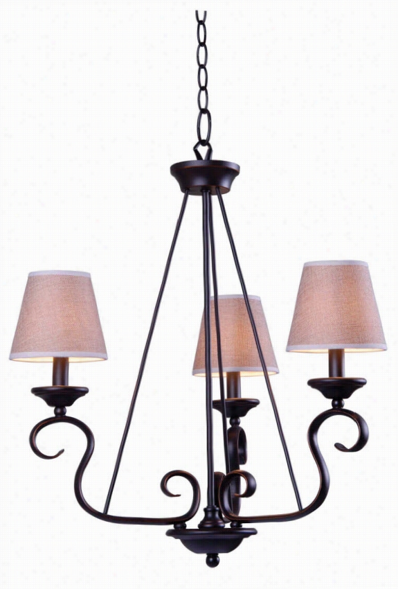 Basket Chandelier - 3-light, Oiil Rubbed Bron