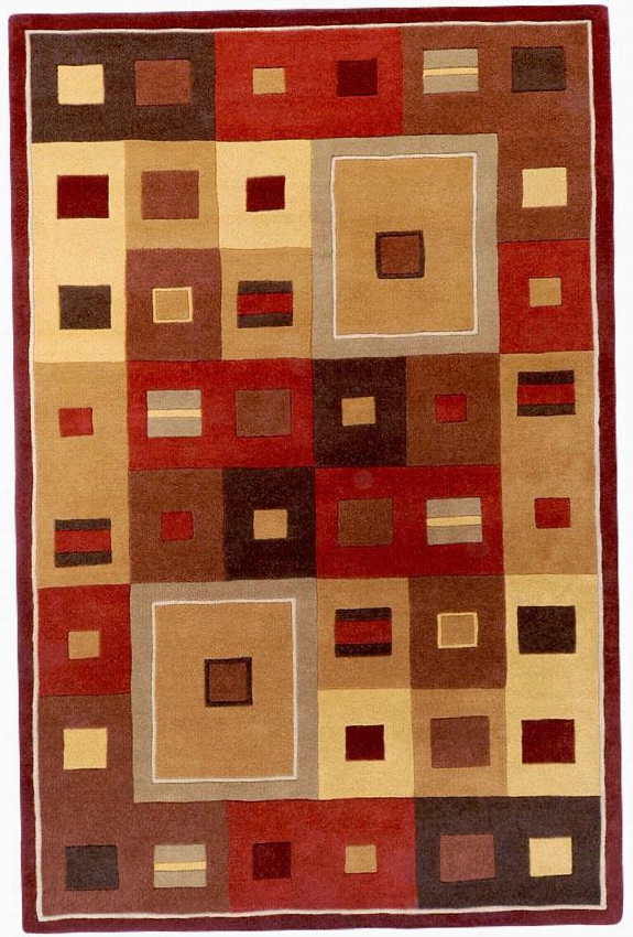 Blocks Area Rug - 2'6""x8'  Runner, Burghndy