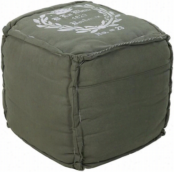 Boredaux Pouf - 18""hx18""wx18""d, Wood  Green