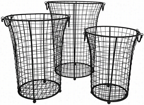 Canto Wire Baskets -  Set Of 3 - Set Of 3, Black