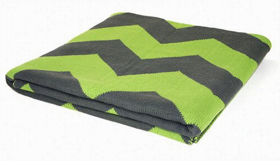 Chevron Jacquard Throw Blankett - 65""hx50""w, Lime Grey