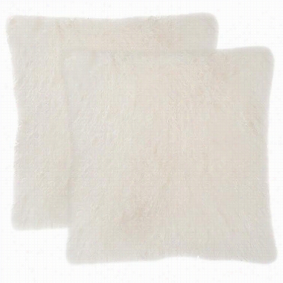 Corin Sheepskin Pillows - Set Of 2 - 20""squarex2.5""d, White