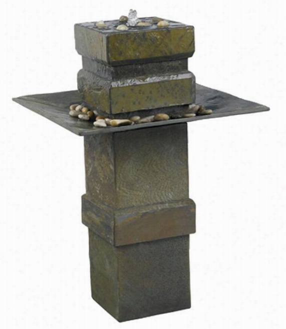 Cubist Apl-weather Outdoor Patio Prevail Over  Fountaain  - 33&qupt;&qu Ot;hx11""wx22""d, Natursl Gray Slate