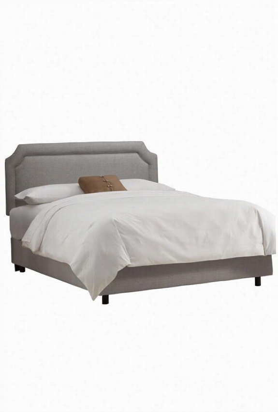 Custom Cardon Upholstered Bed -f Ull, Grey  Linen