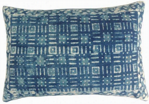 Dabu Block Pillow - 16""x24"",  Blue
