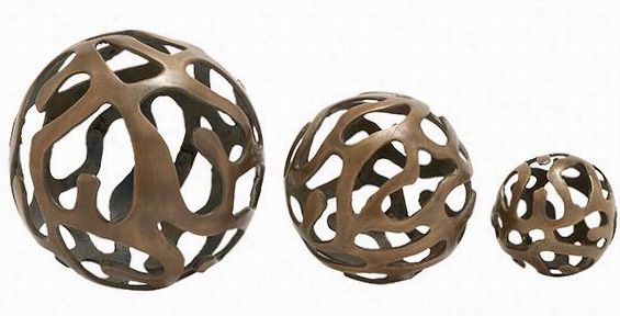 Emil Decorative Balls - Set Of 3 - Set O F 3, Bronze