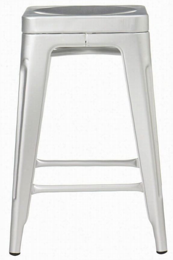 Garden Backless Counter Stool - Counter Height, Brush Aluminum